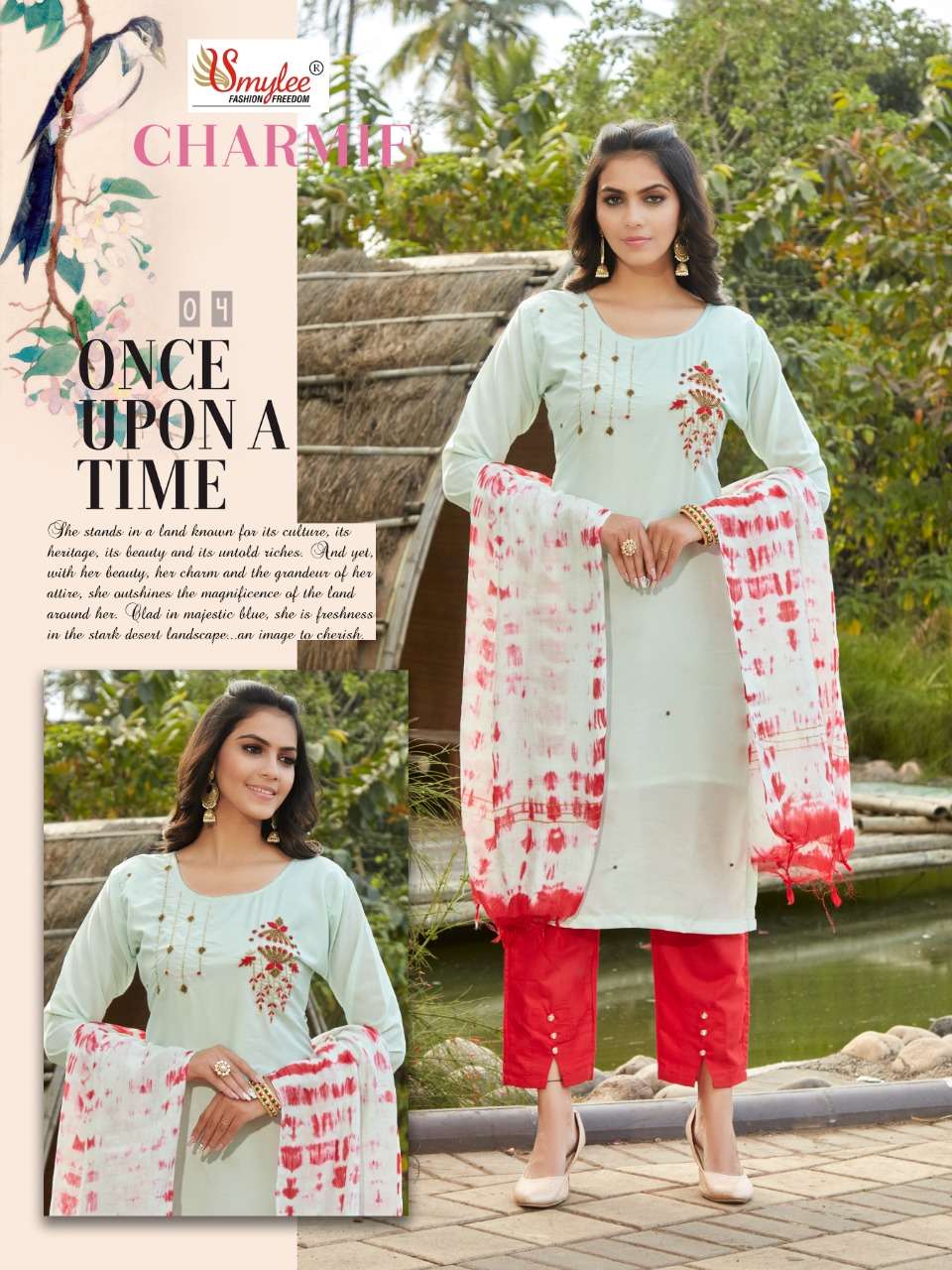 Smylee Fashion Charmie Silk Hand Work Designer Fancy Kurti Combo Set Wholesaler Surat