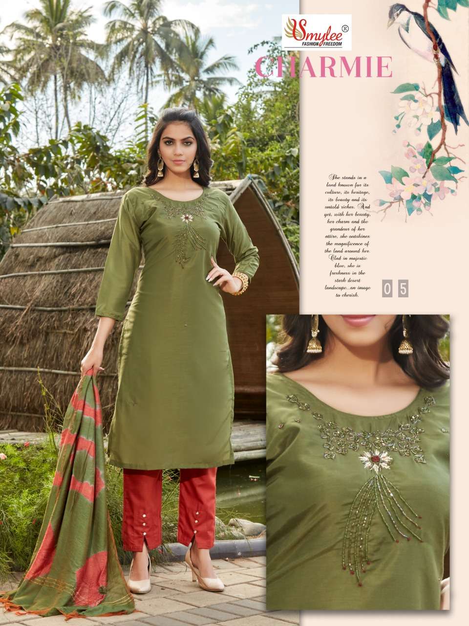 Smylee Fashion Charmie Silk Hand Work Designer Fancy Kurti Combo Set Wholesaler Surat