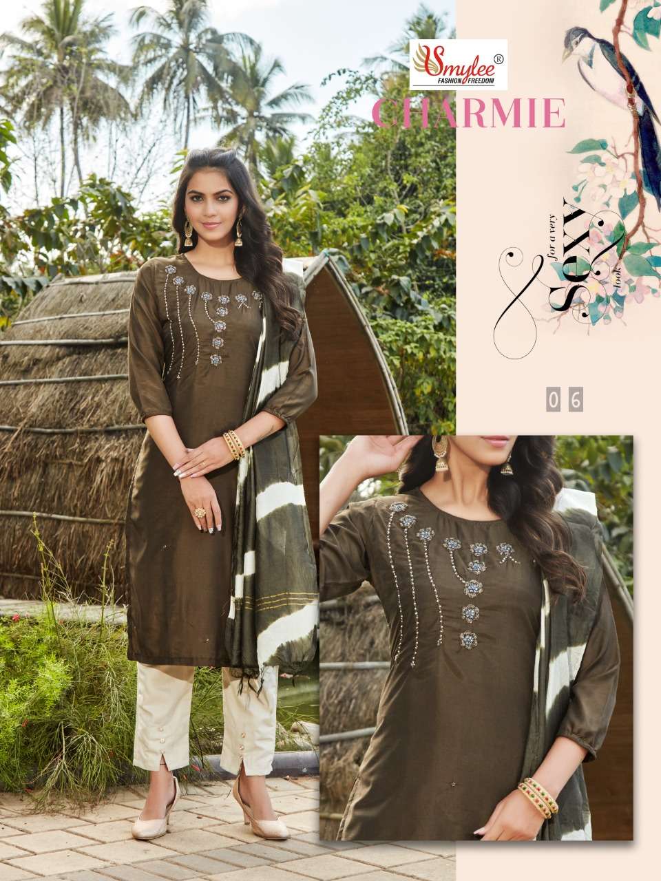 Smylee Fashion Charmie Silk Hand Work Designer Fancy Kurti Combo Set Wholesaler Surat