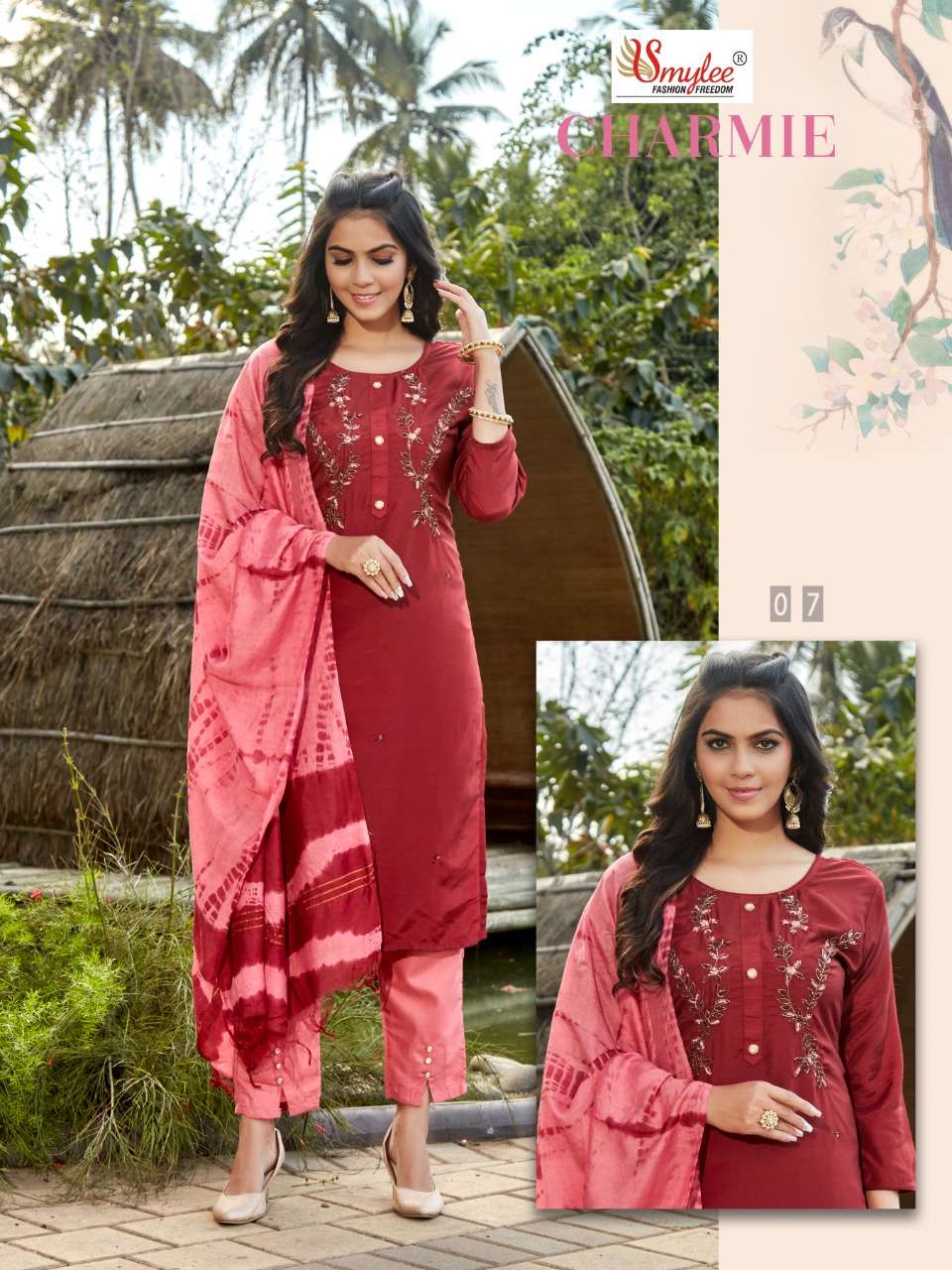 Smylee Fashion Charmie Silk Hand Work Designer Fancy Kurti Combo Set Wholesaler Surat