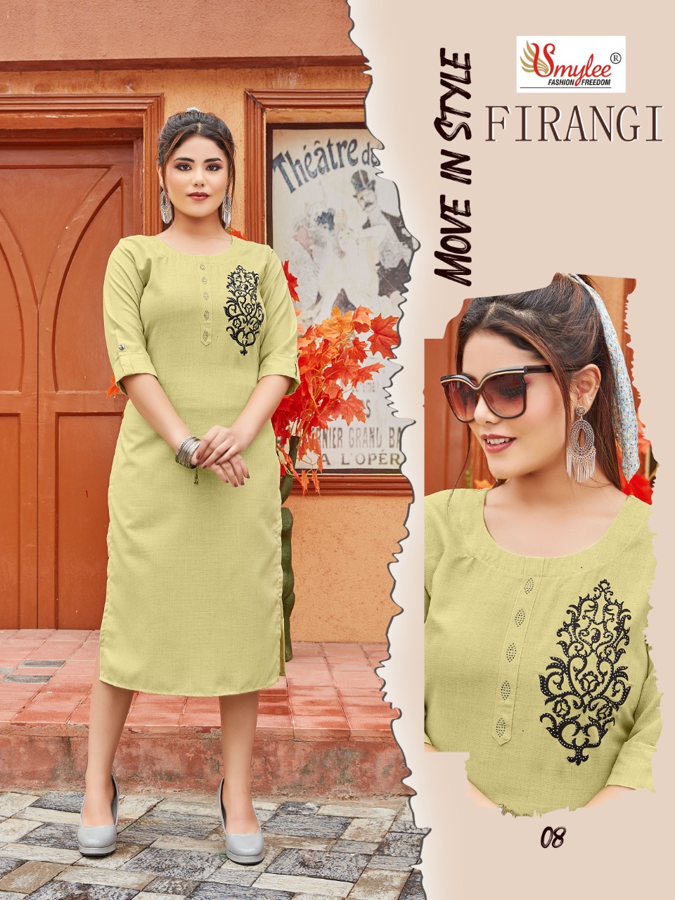Smylee Fashion Firangi Rayon Fancy Stylish Long Causal Wear Kurtis Wholesaler Surat