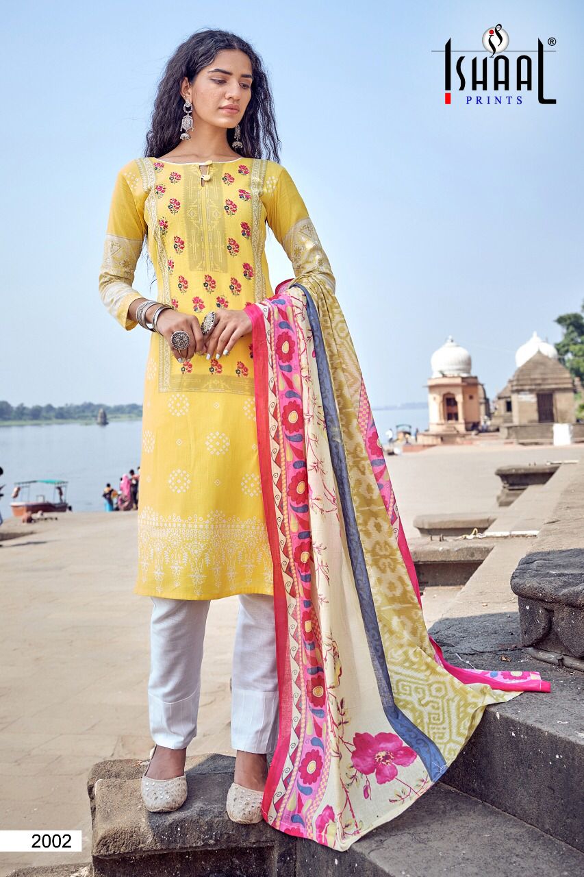 Ishaal Prints Kesariya Vol 2 Lawn Cotton Digital Printed Salwar Suits Dress Material Wholesaler Surat