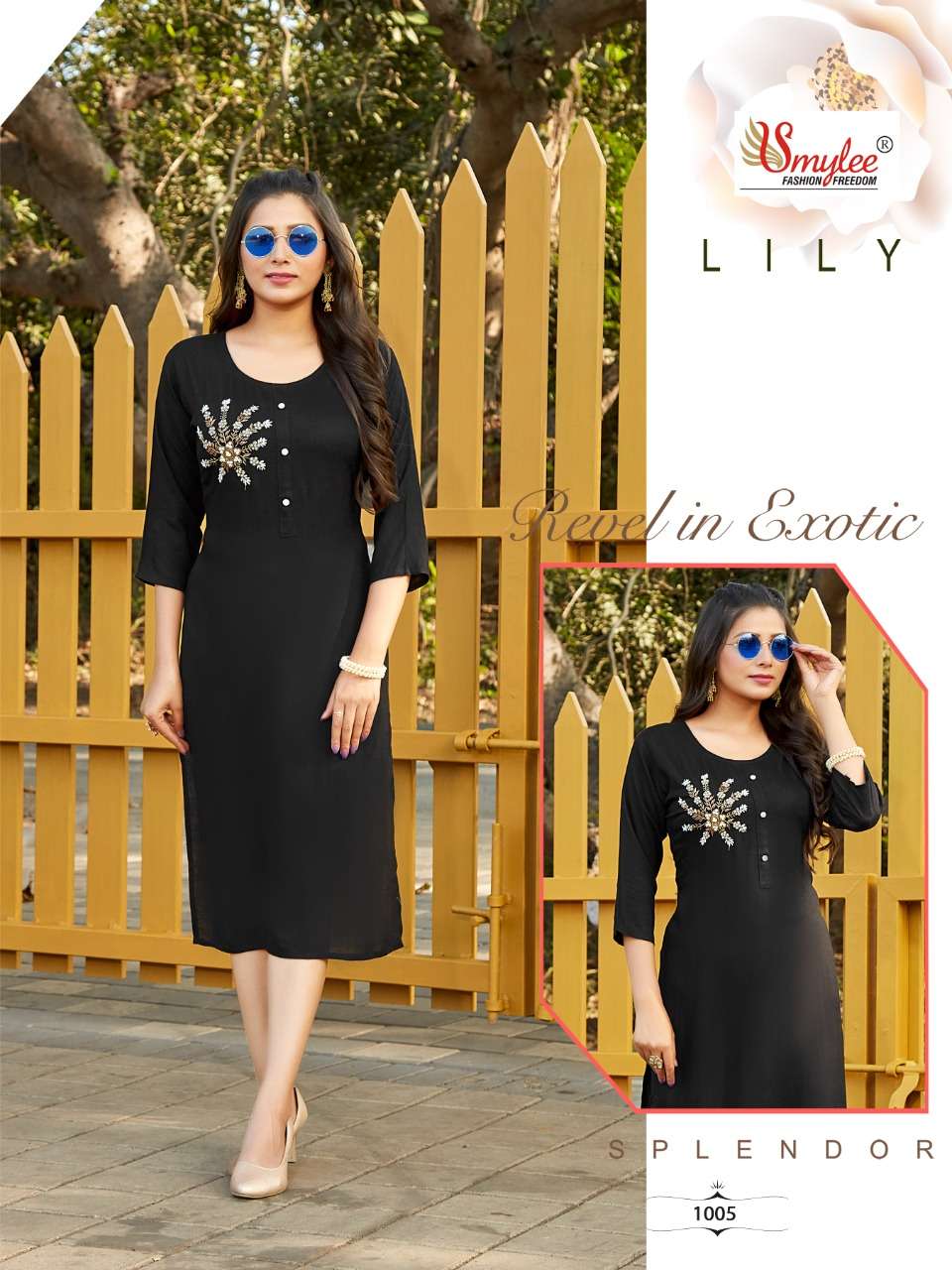 Smylee Fashion Lily Rayon Slub With Hand Work Designer Fancy Causal Wear Kurtis Wholesaler Surat