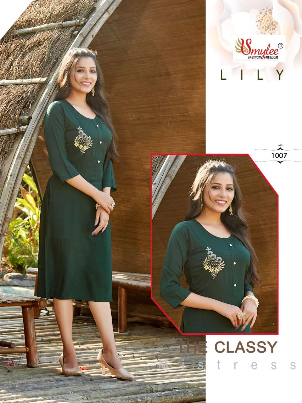 Smylee Fashion Lily Rayon Slub With Hand Work Designer Fancy Causal Wear Kurtis Wholesaler Surat