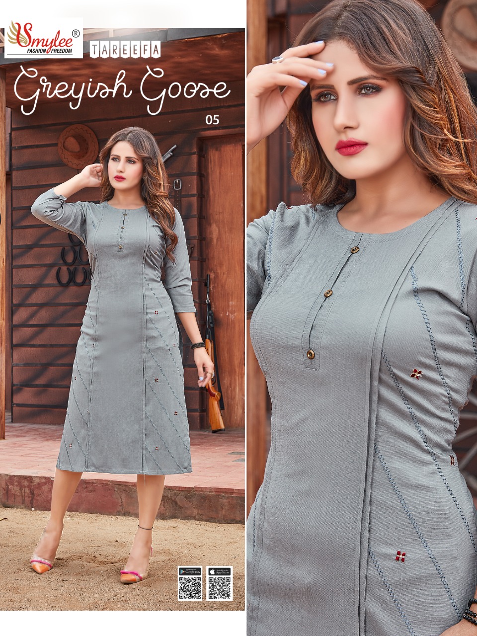 Smylee Fashion Tareefa Strachable Slub Fancy Causal Wear Kurtis Wholesaler Surat