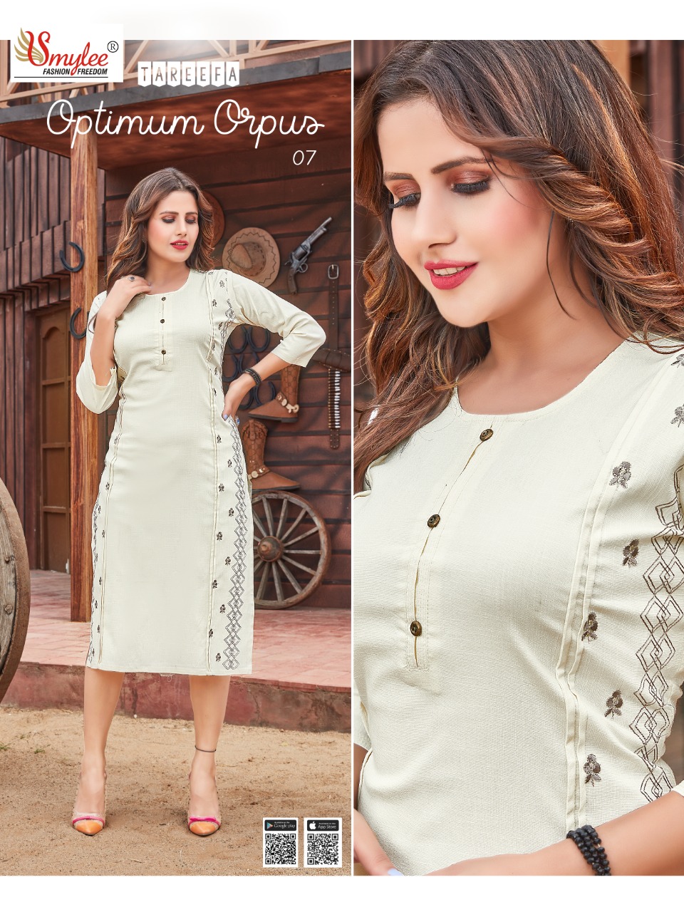 Smylee Fashion Tareefa Strachable Slub Fancy Causal Wear Kurtis Wholesaler Surat