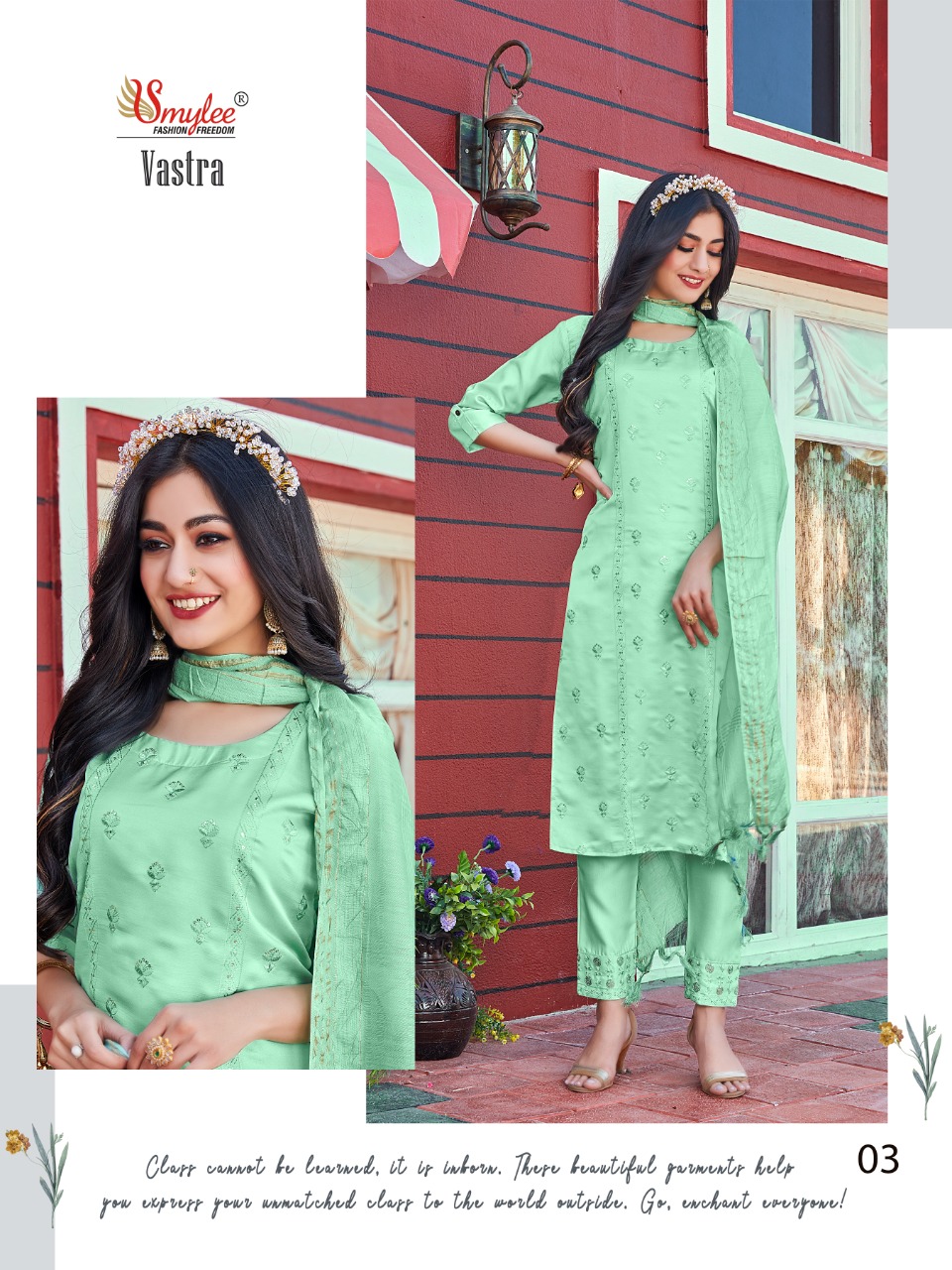 Smylee Fashion Vastra Fiona Silk Fancy Sober Kurtis With Pant And Dupatta Set Wholesaler Surat