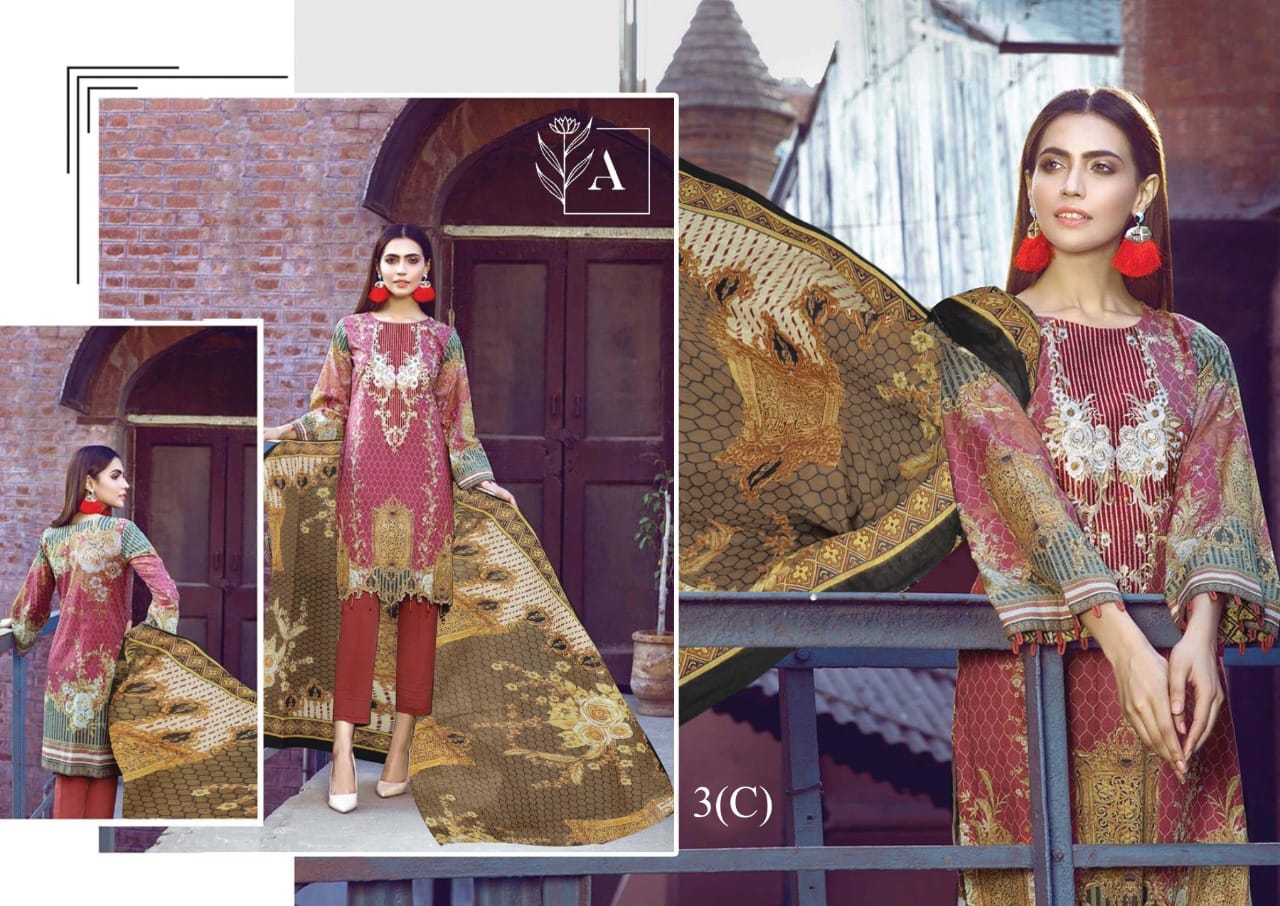 Alizeh Lawn Vol B Lawn Fancy Printed Suits Wholesaler Surat