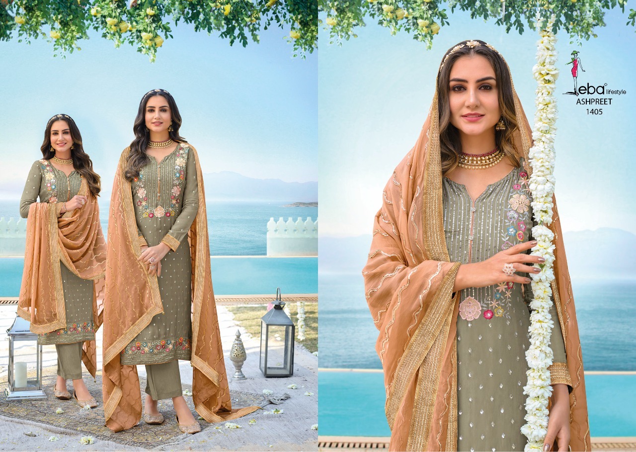Eba Lifestyle Ashpreet Vol 4 Georgette Heavy Designer Suits Wholesaler Surat