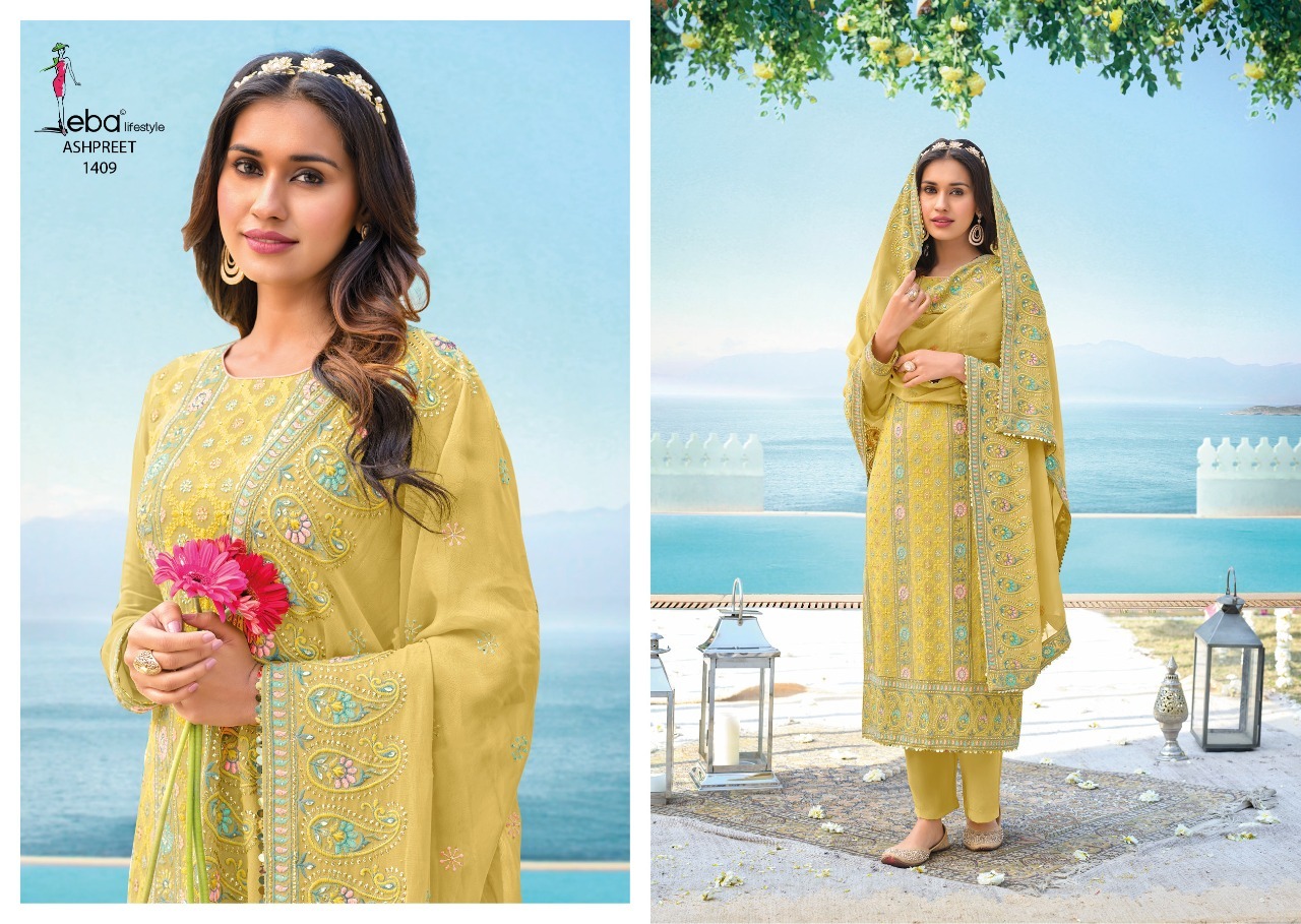 Eba Lifestyle Ashpreet Vol 4 Georgette Heavy Designer Suits Wholesaler Surat