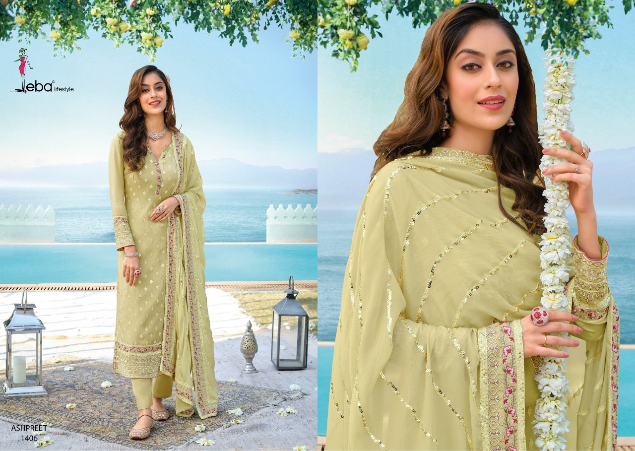 Eba Lifestyle Ashpreet Vol 4 Georgette Heavy Designer Suits Wholesaler Surat