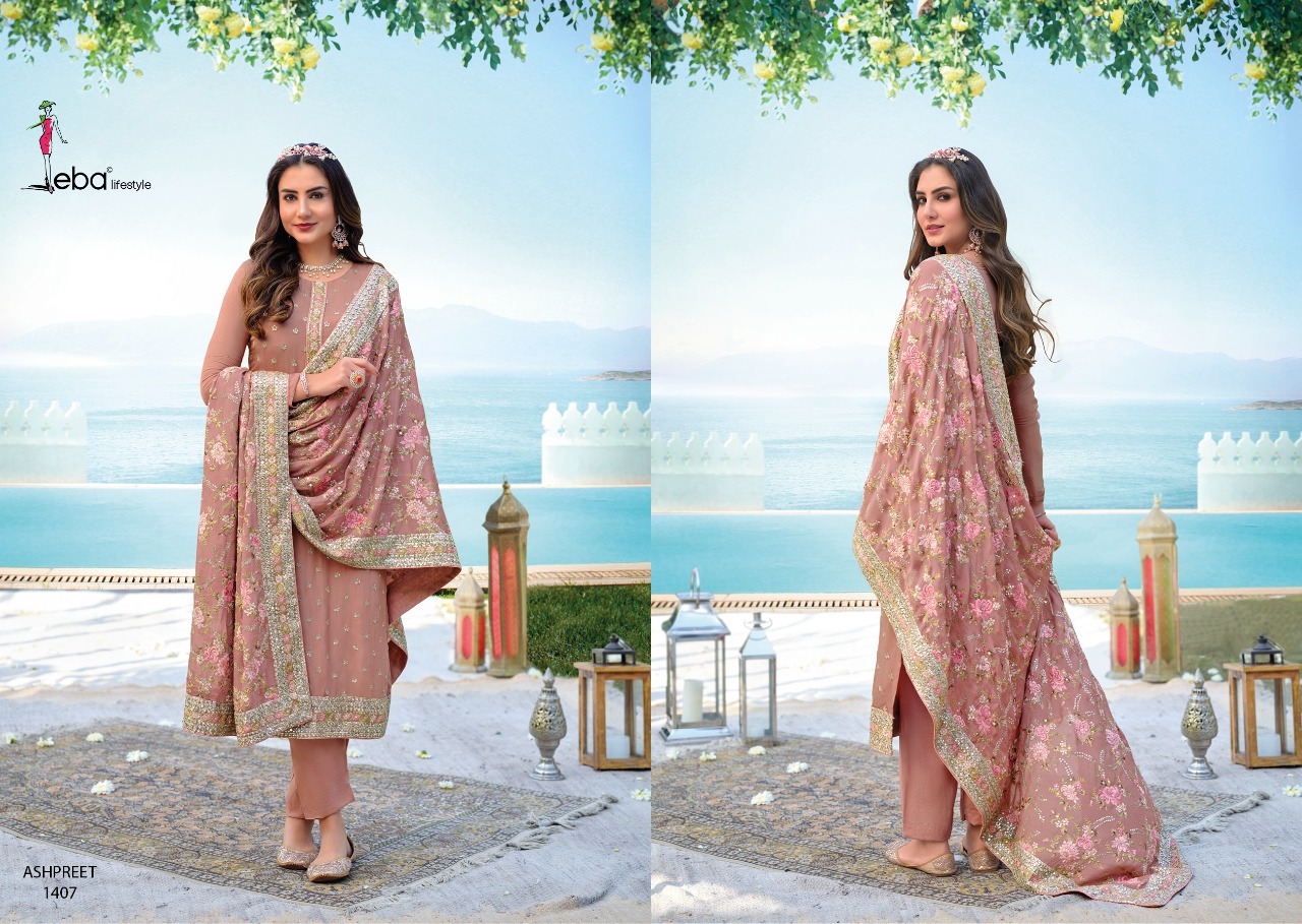Eba Lifestyle Ashpreet Vol 4 Georgette Heavy Designer Suits Wholesaler Surat