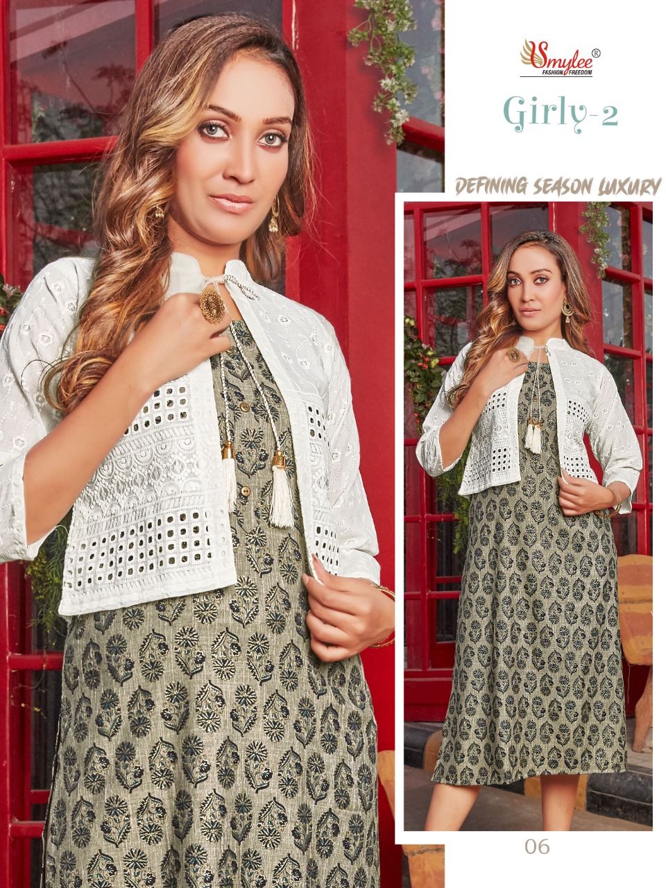 Smylee Fashion Girly Vol 2 Rayon Print Kurtis With Jacket Wholesaler Surat