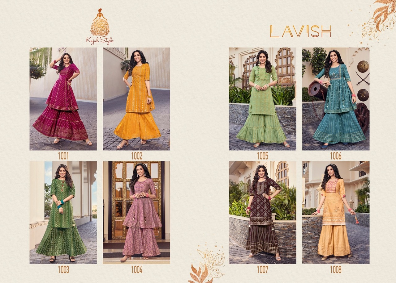 Kajal Style Lavish Vol 1 Cotton Fancy Kurtis With Flair Sharara Wholesaler Surat