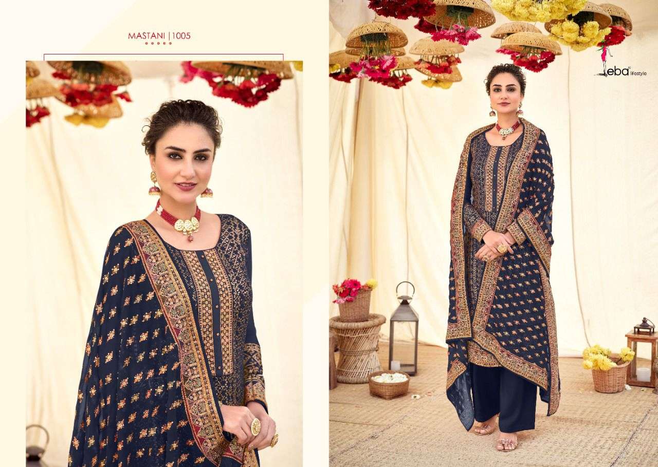 Eba Lifestyle Mastani Georgette Heavy Designer Suits Wholesaler Surat