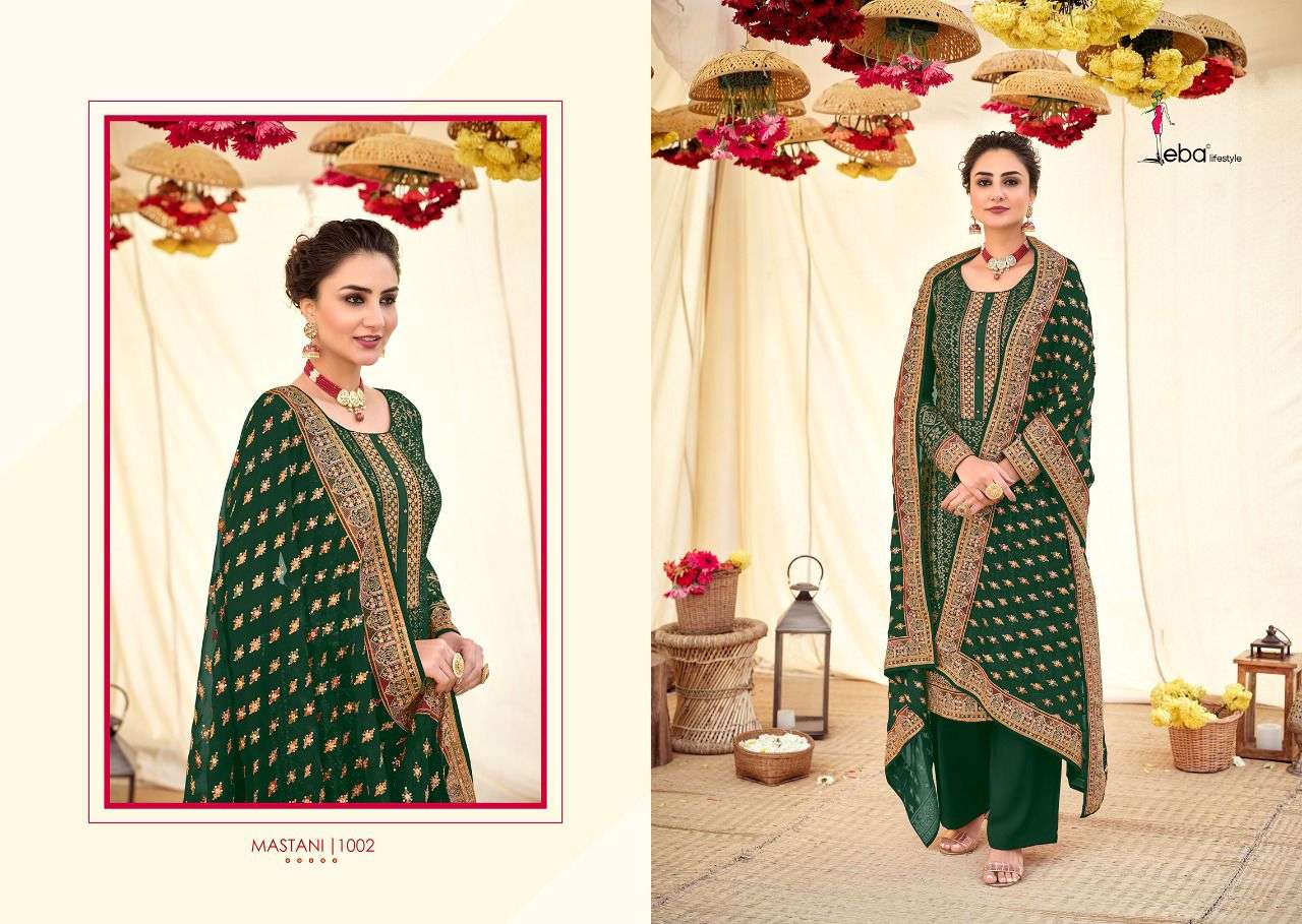 Eba Lifestyle Mastani Georgette Heavy Designer Suits Wholesaler Surat