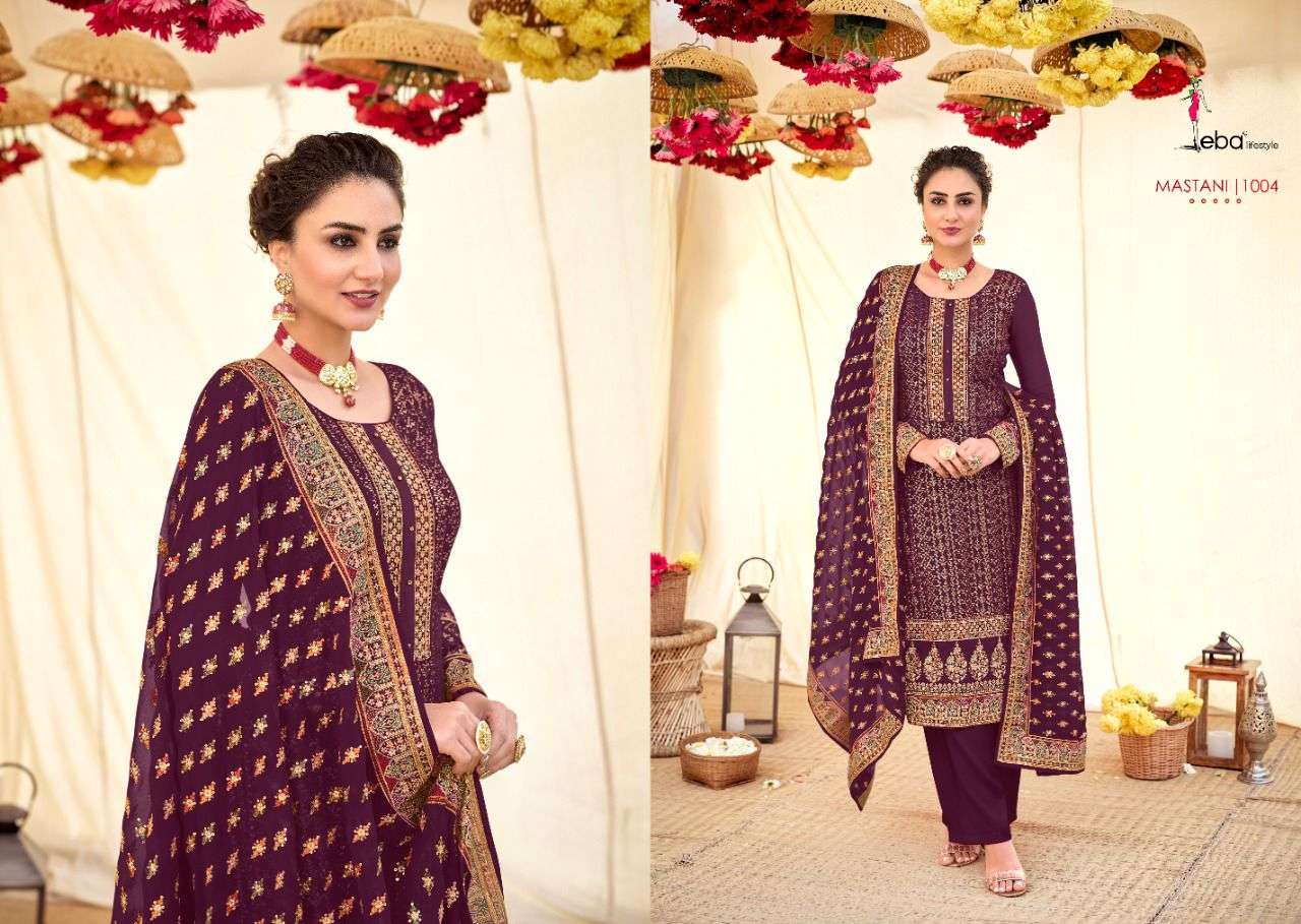 Eba Lifestyle Mastani Georgette Heavy Designer Suits Wholesaler Surat
