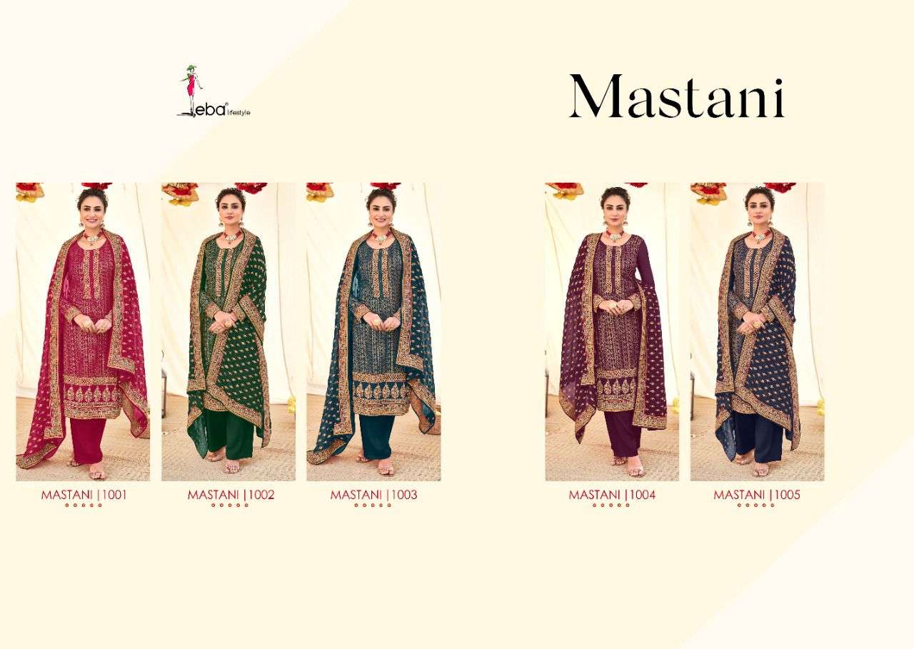 Eba Lifestyle Mastani Georgette Heavy Designer Suits Wholesaler Surat
