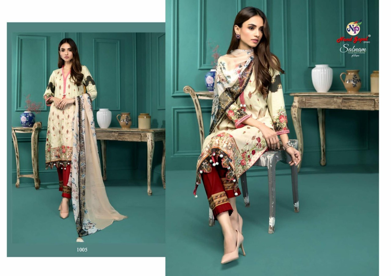 Nand Gopal Sabnam Pure Cotton Salwar Suits Wholesaler Surat