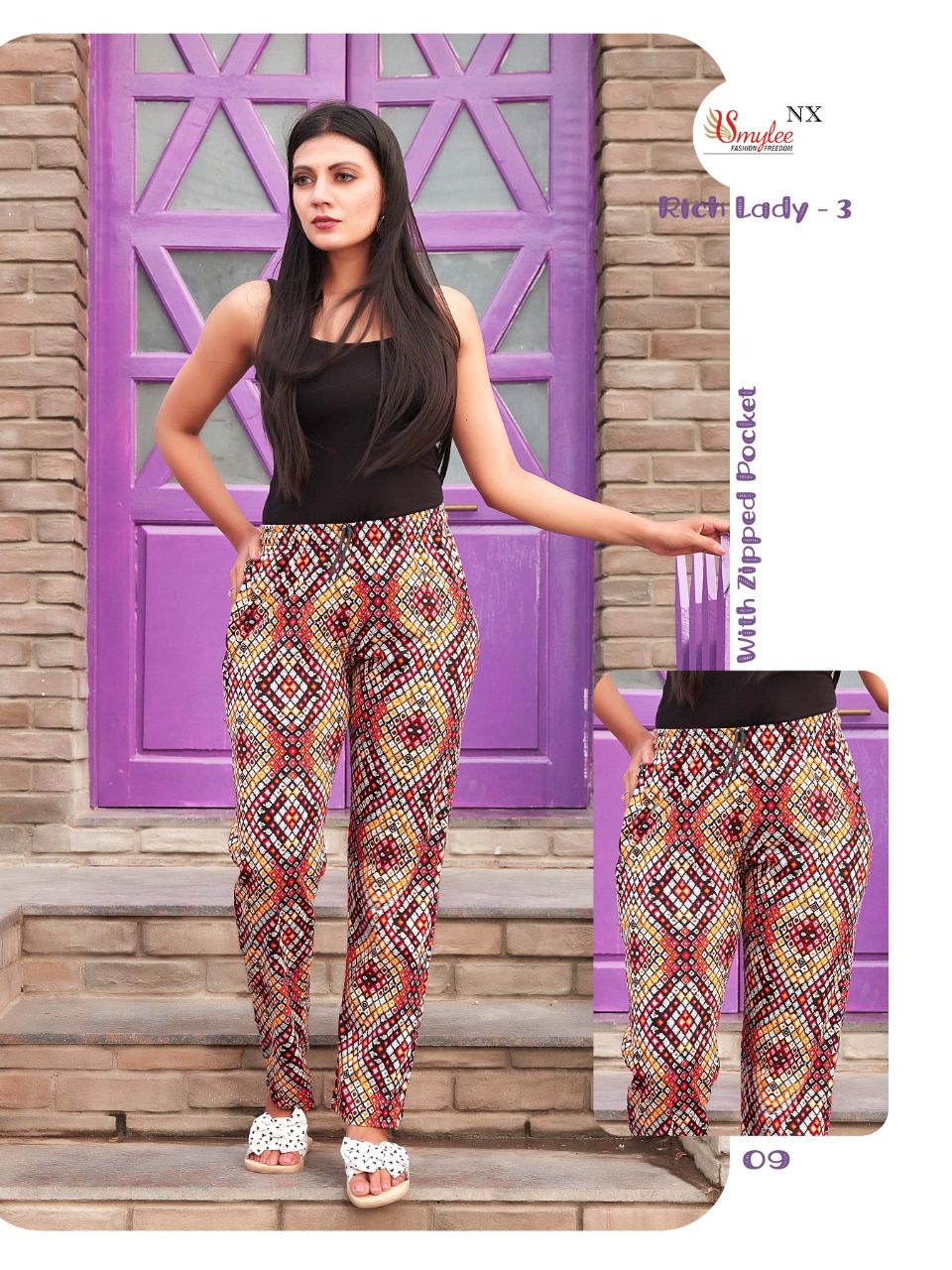 Smylee Fashion Rich Lady Vol 3 Procian Sinker Hosiery Fancy Pants Wholesaler Surat