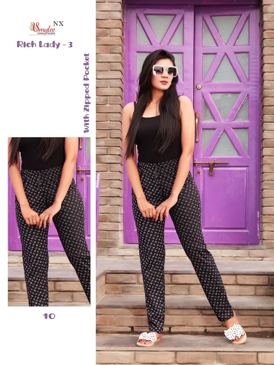 Smylee Fashion Rich Lady Vol 3 Procian Sinker Hosiery Fancy Pants Wholesaler Surat