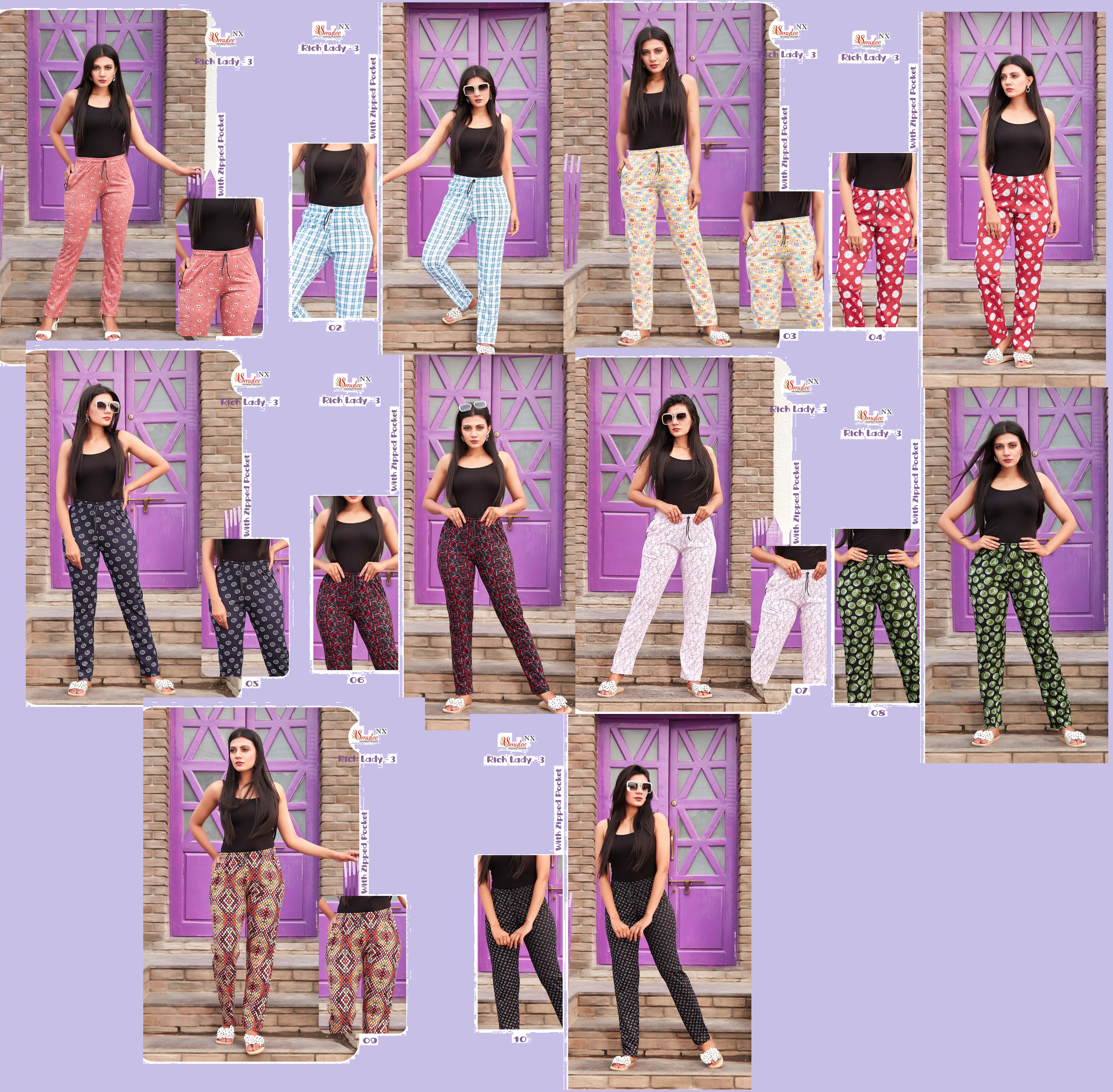 Smylee Fashion Rich Lady Vol 3 Procian Sinker Hosiery Fancy Pants Wholesaler Surat