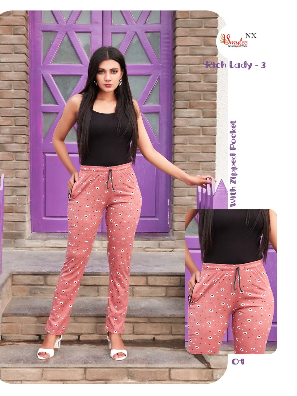 Smylee Fashion Rich Lady Vol 3 Procian Sinker Hosiery Fancy Pants Wholesaler Surat