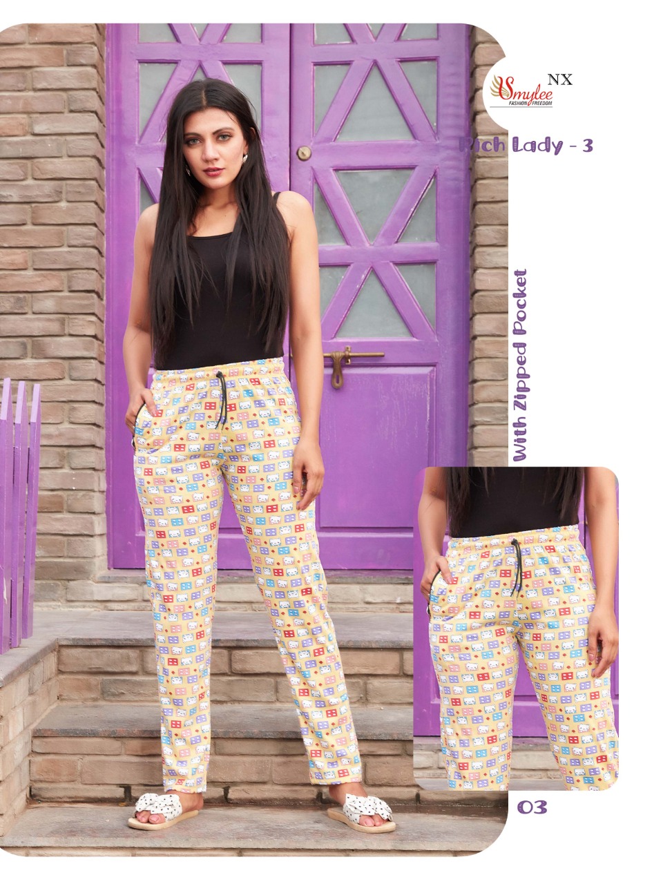 Smylee Fashion Rich Lady Vol 3 Procian Sinker Hosiery Fancy Pants Wholesaler Surat