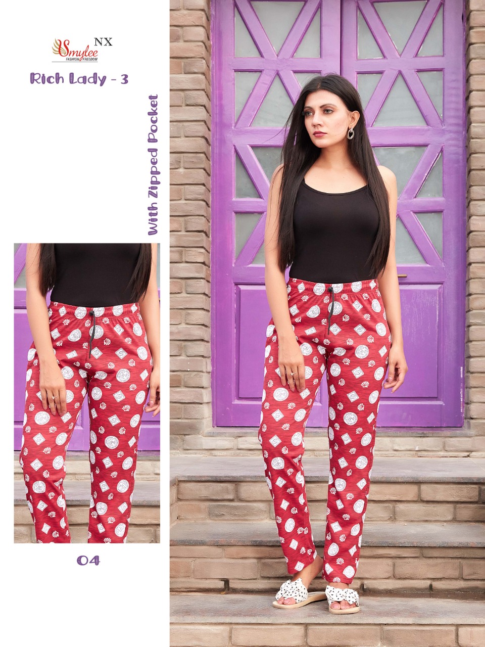 Smylee Fashion Rich Lady Vol 3 Procian Sinker Hosiery Fancy Pants Wholesaler Surat