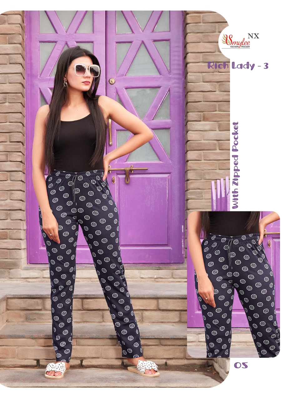 Smylee Fashion Rich Lady Vol 3 Procian Sinker Hosiery Fancy Pants Wholesaler Surat
