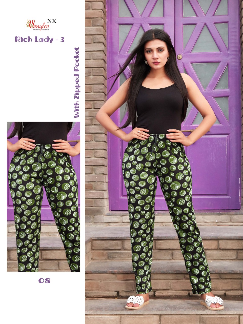 Smylee Fashion Rich Lady Vol 3 Procian Sinker Hosiery Fancy Pants Wholesaler Surat