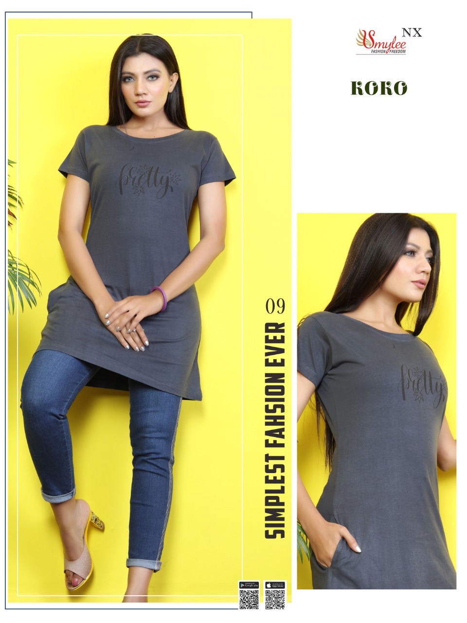 Smylee Fashion Koko Hosiery Print Long T Shirts Wholesaler Surat