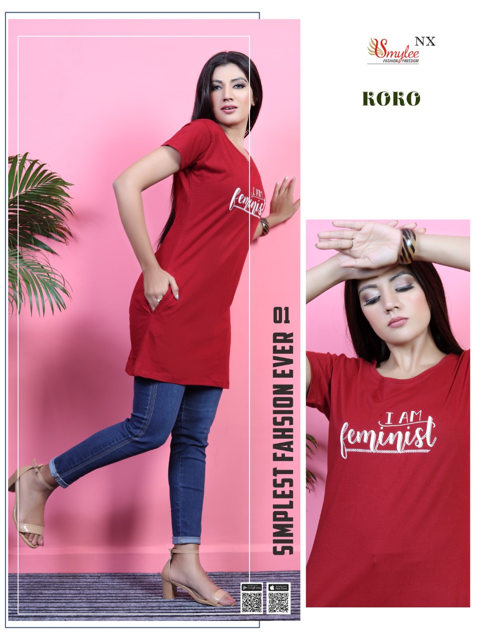 Smylee Fashion Koko Hosiery Print Long T Shirts Wholesaler Surat