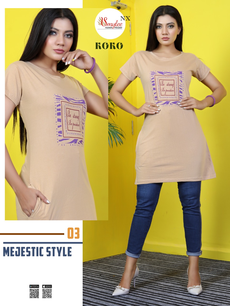 Smylee Fashion Koko Hosiery Print Long T Shirts Wholesaler Surat