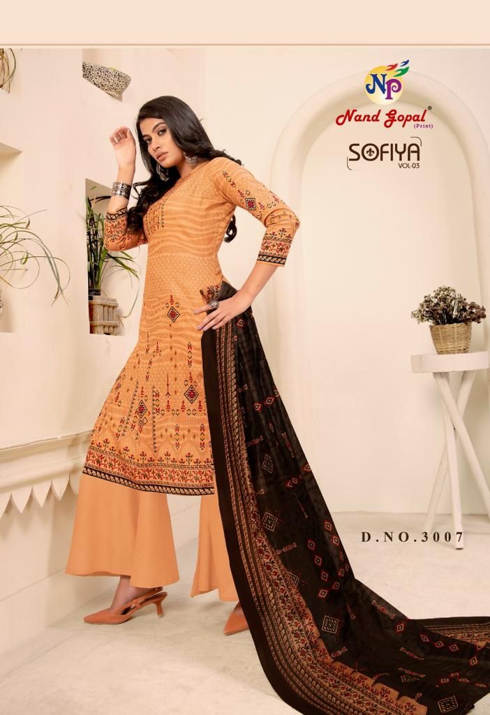 Nand Gopal Sofiya Vol 3 Cotton Printed Fancy Suits Wholesaler Surat