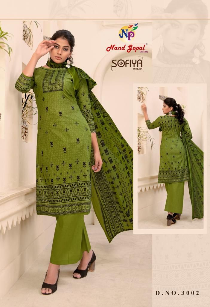 Nand Gopal Sofiya Vol 3 Cotton Printed Fancy Suits Wholesaler Surat