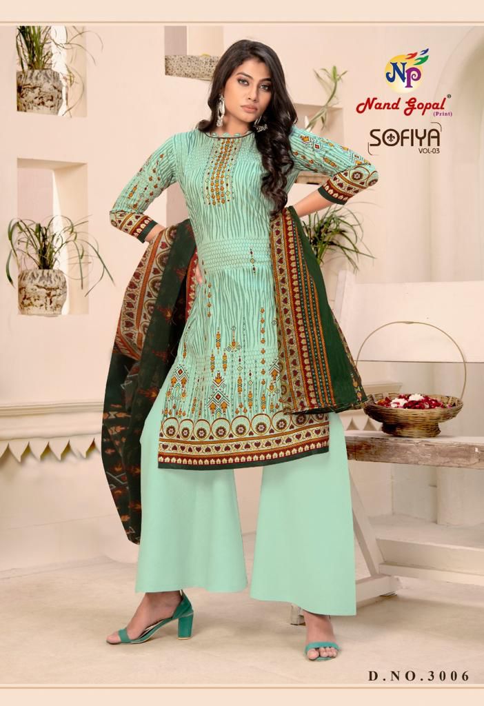 Nand Gopal Sofiya Vol 3 Cotton Printed Fancy Suits Wholesaler Surat