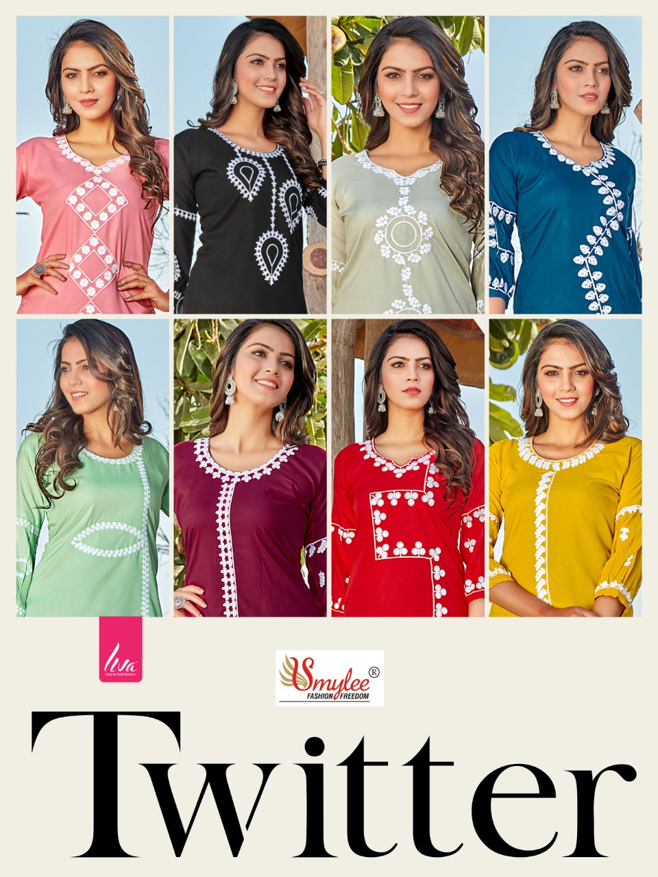 Smylee Fashion Twitter Rayon Fancy Causal Wear Kurtis Wholesaler Surat