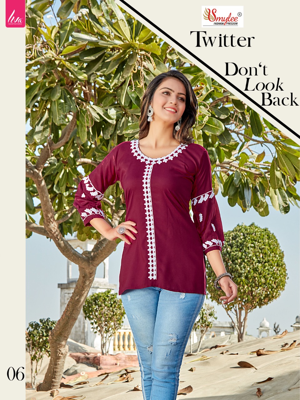 Smylee Fashion Twitter Rayon Fancy Causal Wear Kurtis Wholesaler Surat