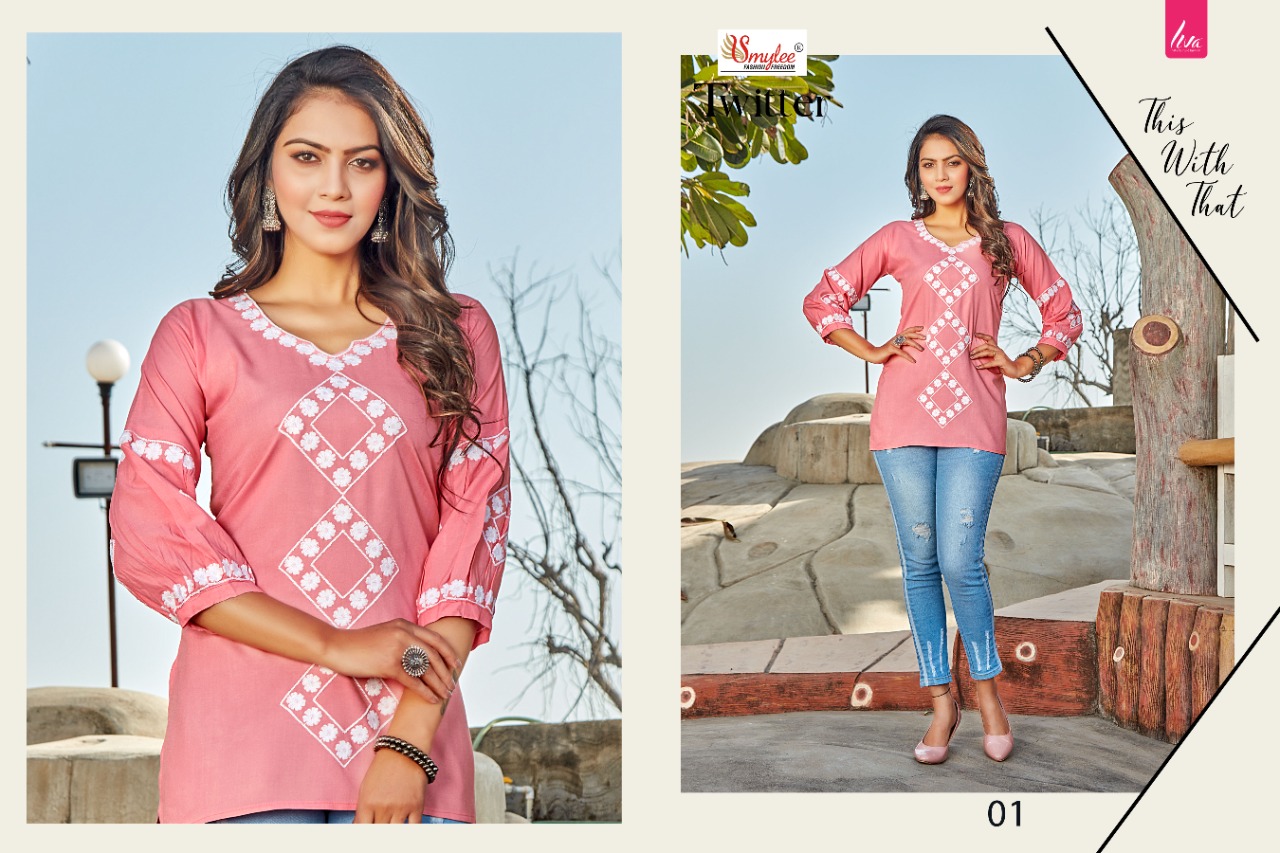 Smylee Fashion Twitter Rayon Fancy Causal Wear Kurtis Wholesaler Surat