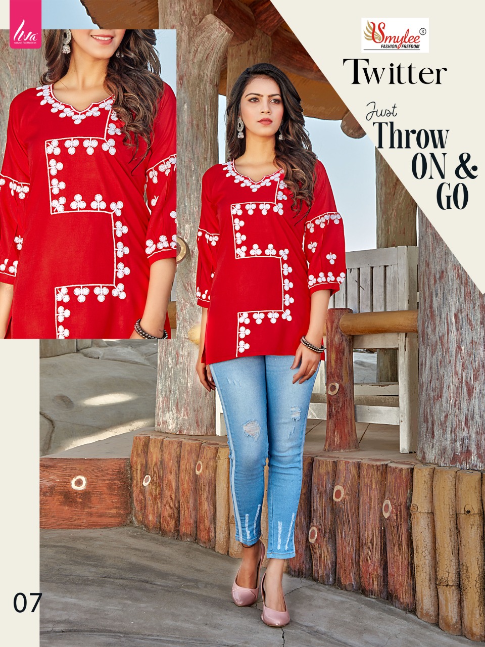 Smylee Fashion Twitter Rayon Fancy Causal Wear Kurtis Wholesaler Surat