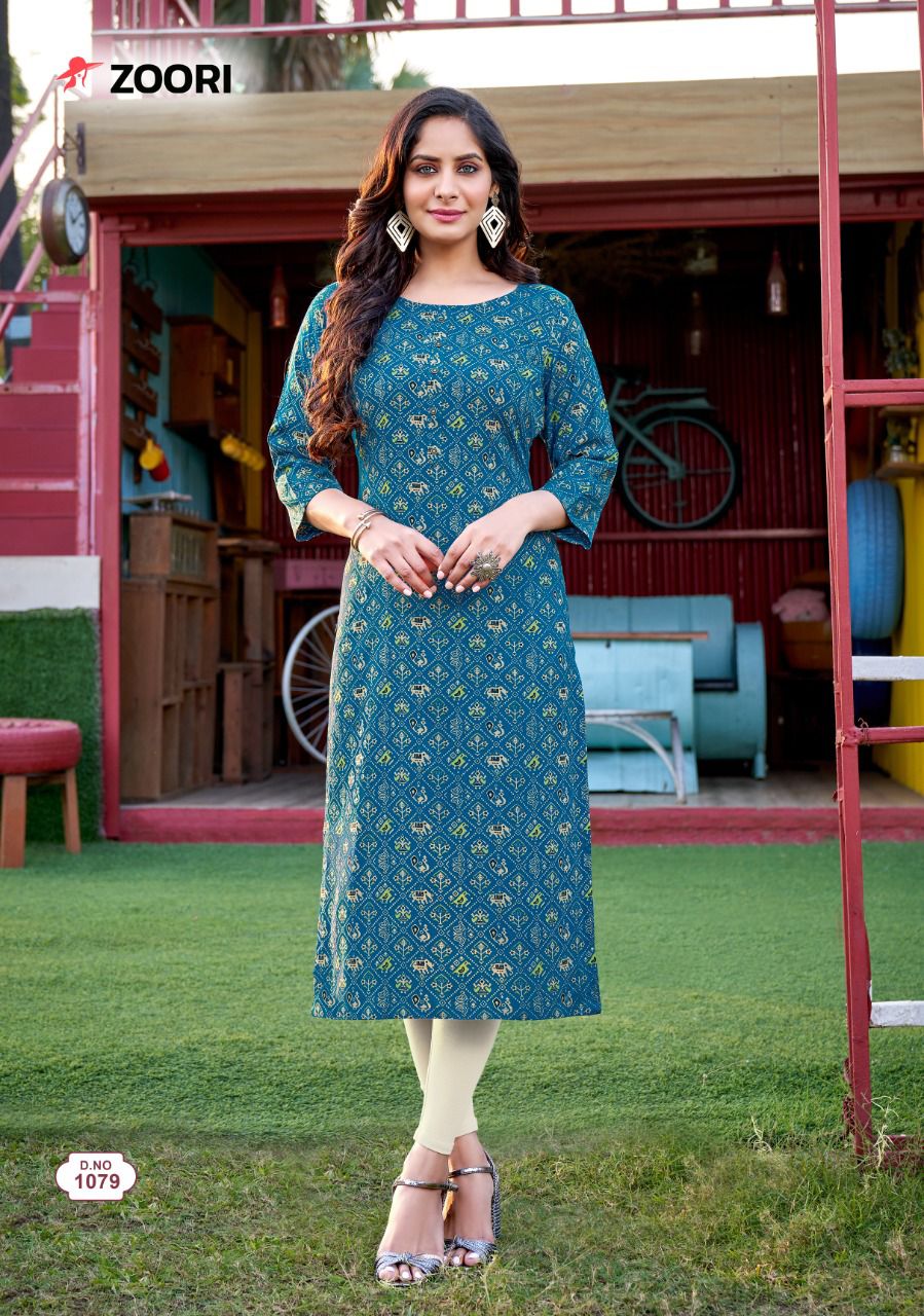 Zoori Akshara Vol 13 Rayon Printed Fancy Kurtis Wholesaler Surat