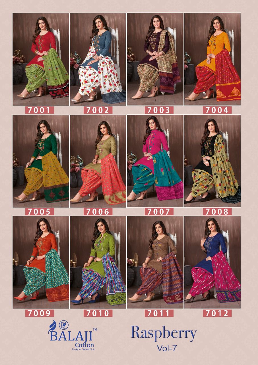 Balaji Cotton Raspberry Vol 7 Pure Cotton Salwar Suits Best Wholesaler Surat