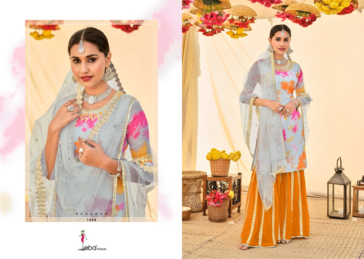 Eba Lifestyle Bandhan Georgette Digital Print With Embroidery Designer Suits Wholesaler Surat