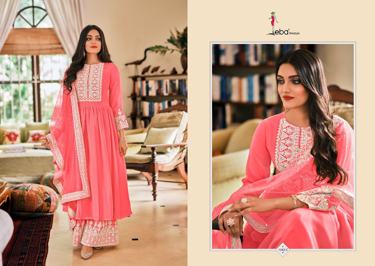 Eba Lifestyle Dil Noor Georgette Heavy Embroidry Designer Suits Wholesaler Surat