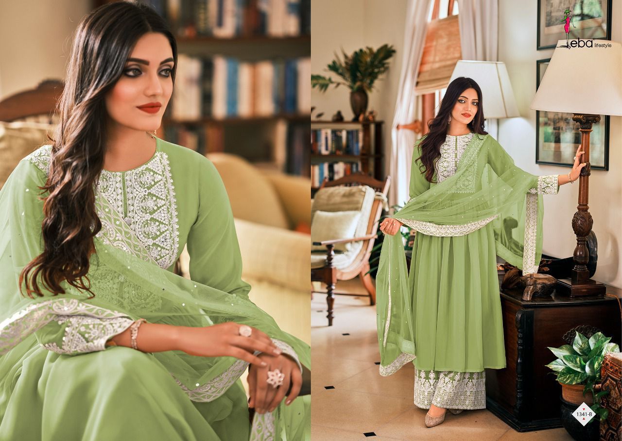 Eba Lifestyle Dil Noor Georgette Heavy Embroidry Designer Suits Wholesaler Surat