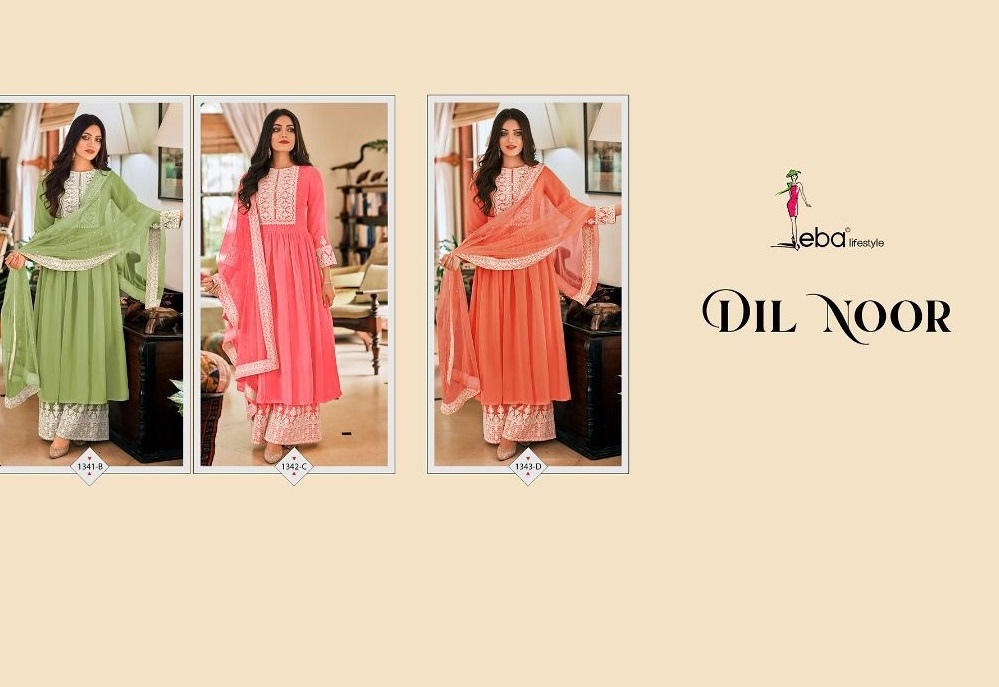 Eba Lifestyle Dil Noor Georgette Heavy Embroidry Designer Suits Wholesaler Surat