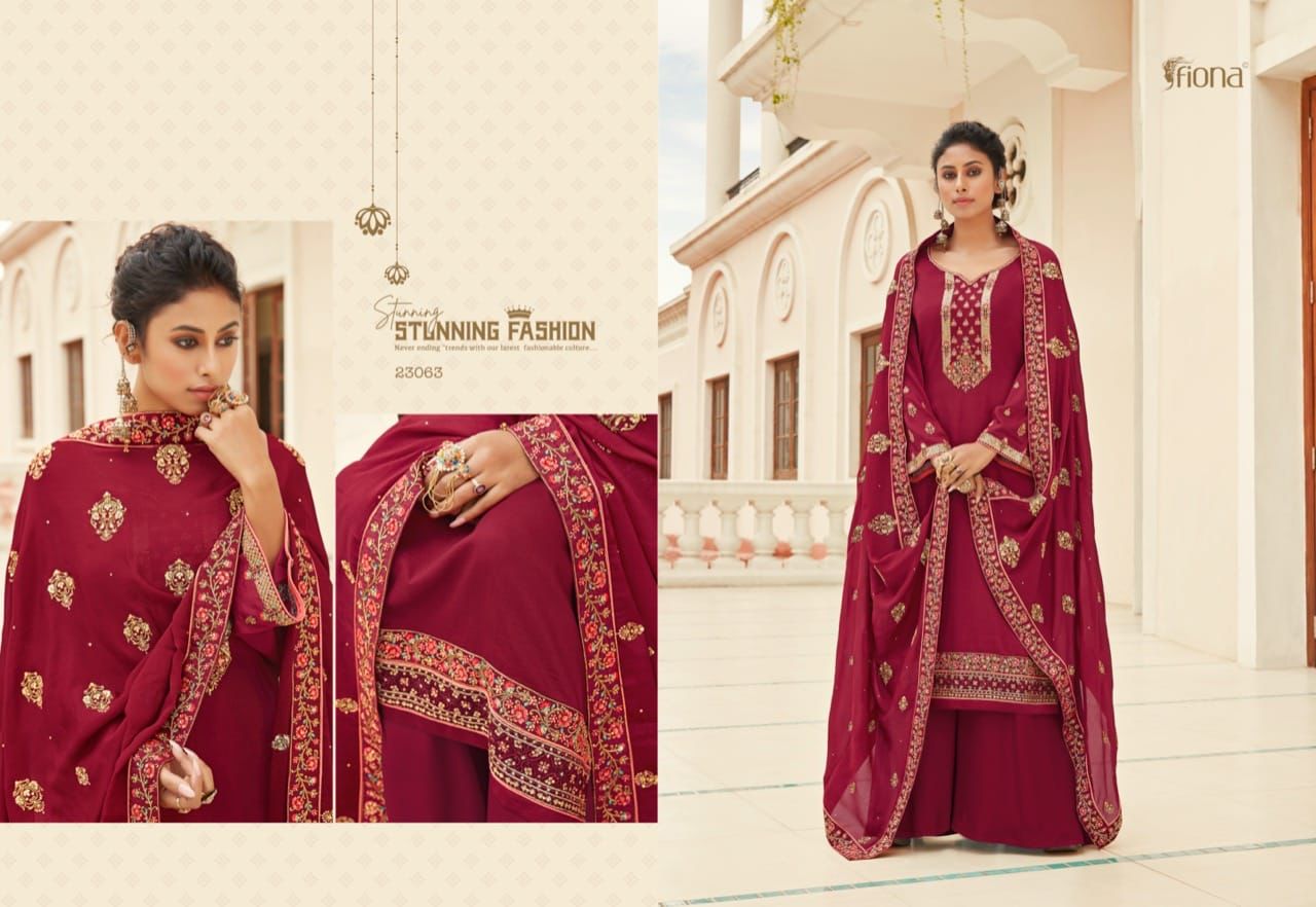 Fiona Ghazal Chinnon With Heavy Embroidery Designer Suits Wholesaler Surat