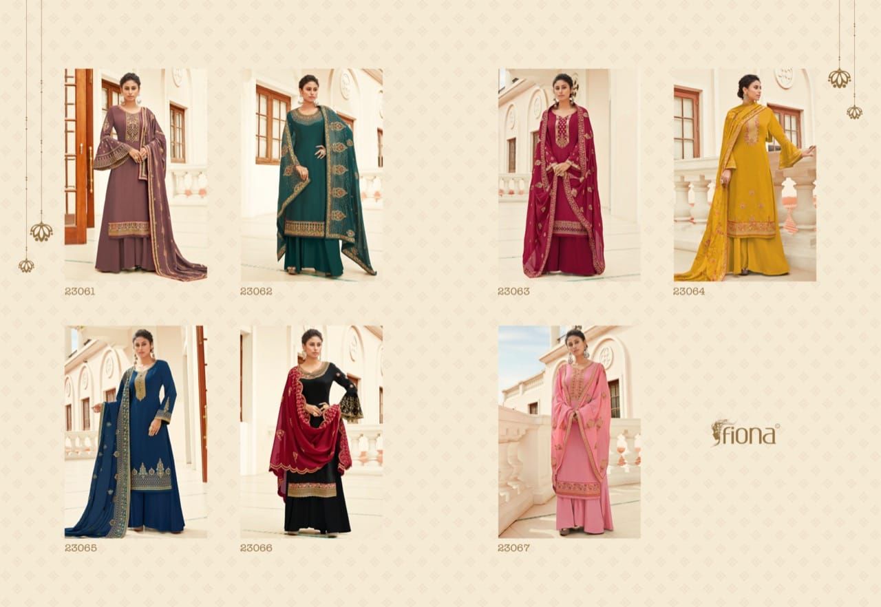 Fiona Ghazal Chinnon With Heavy Embroidery Designer Suits Wholesaler Surat