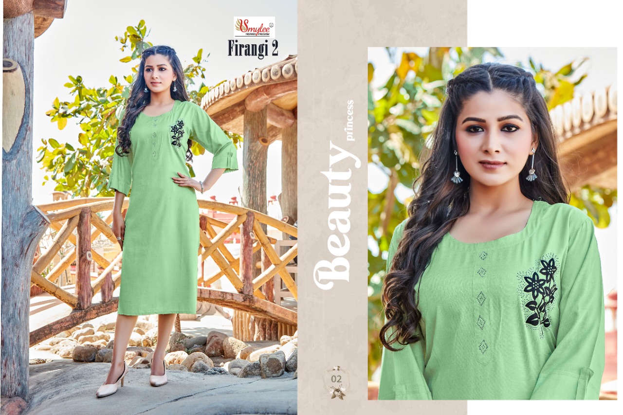 Smylee Fashion Firangi Vol 2 Rayon Fancy Stylish Kurtis Wholesaler Surat